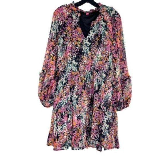 Vince Camuto Floral Dress Sheer Sleeves - Picture 2 of 7